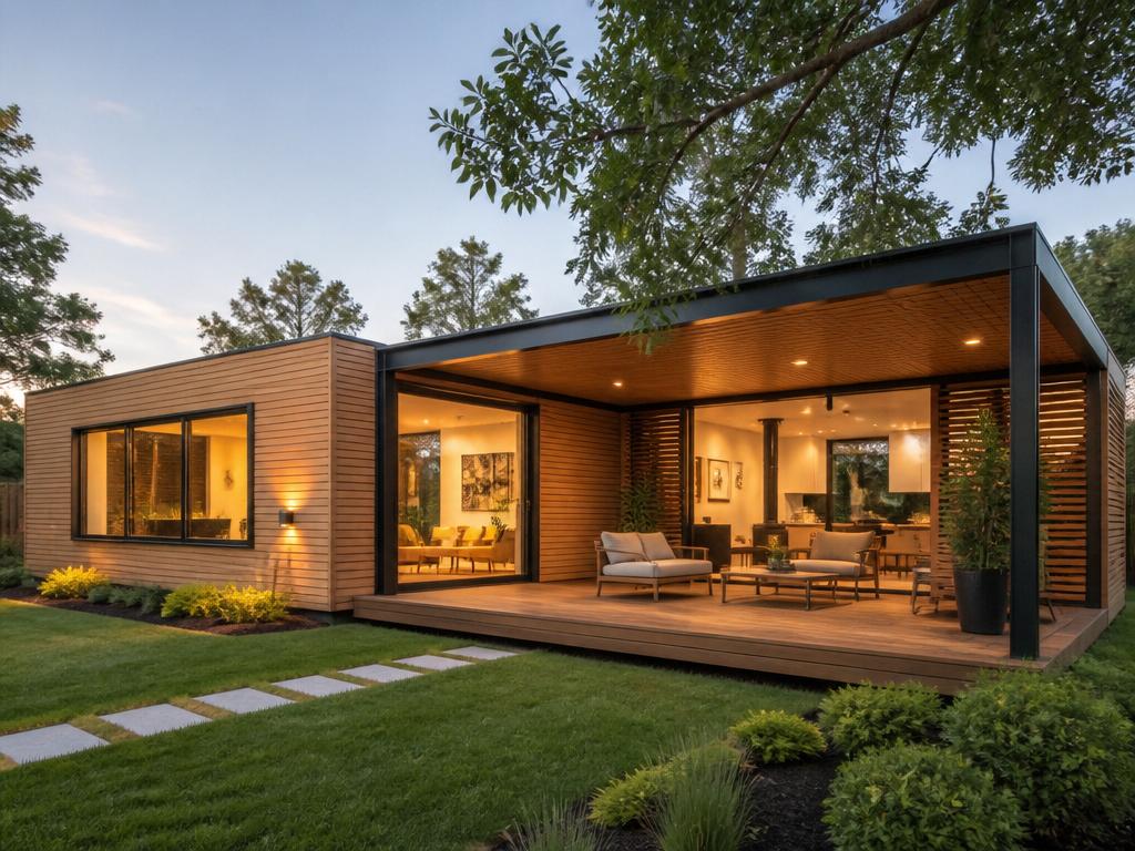 Vivienda Wood Frame moderna con jardín